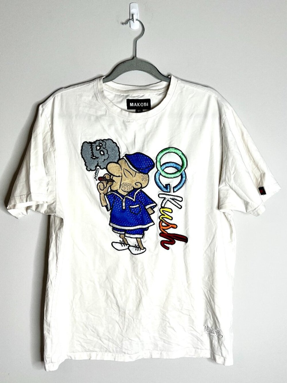 Makobi Men's OG Kush 3D Art Embroidered T-Shirt Short Sleeve Cotton Colorful XL